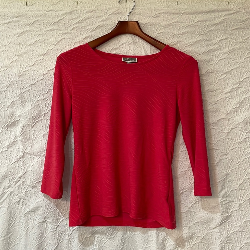 Vivid orange/red 3:4 sleeve woman shirt